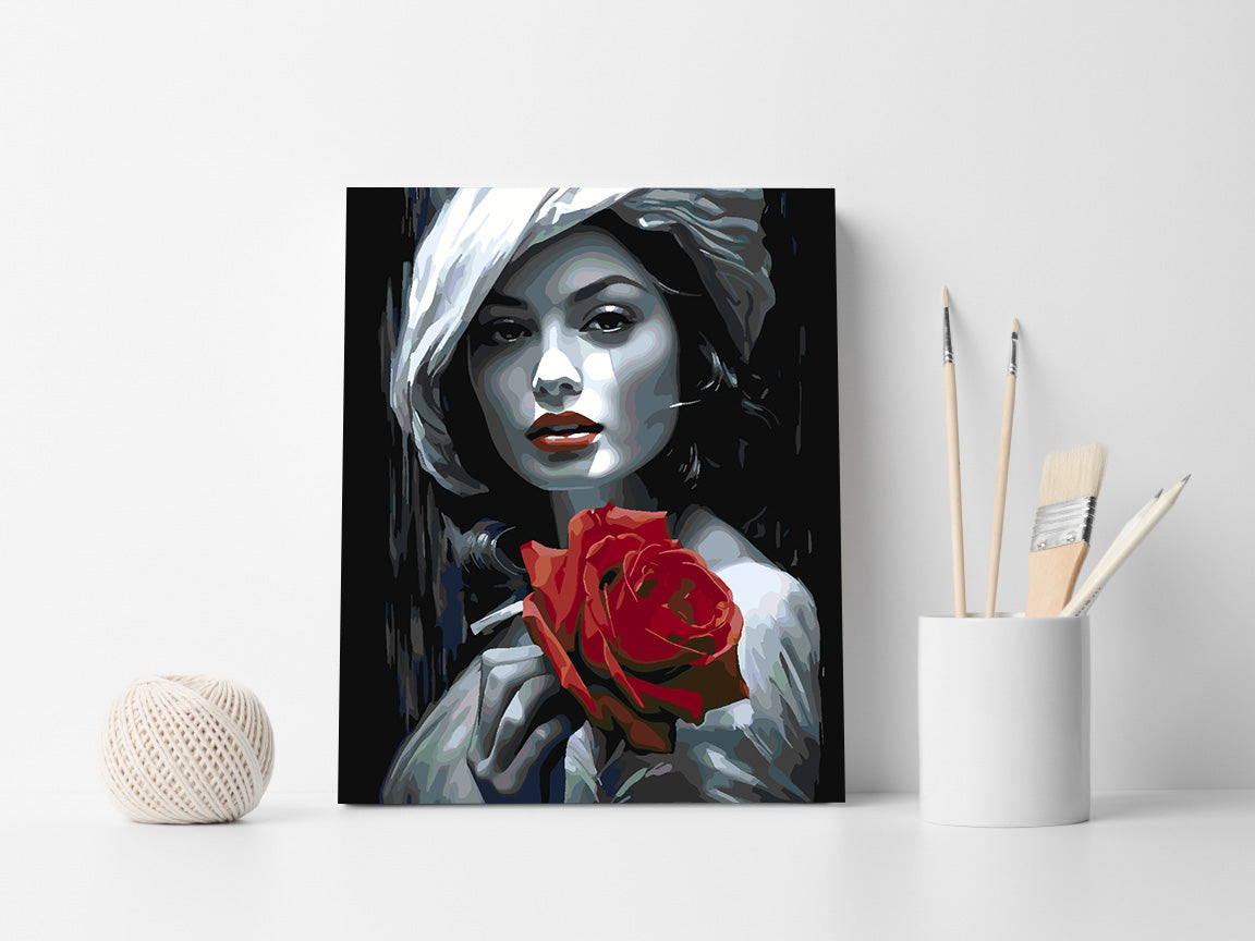 Paint by numbers - Woman with Red Rose 4673