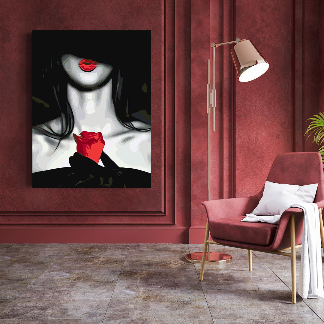 Paint by numbers - Woman with Red Rose 4674