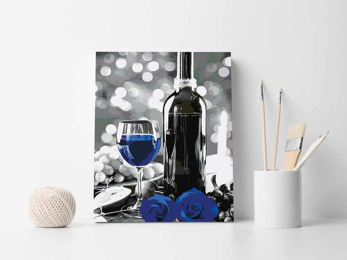 Paint by numbers - Wine Bottle and Flowers 4690