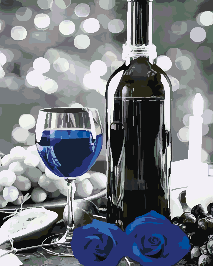 Paint by numbers - Wine Bottle and Flowers 4690