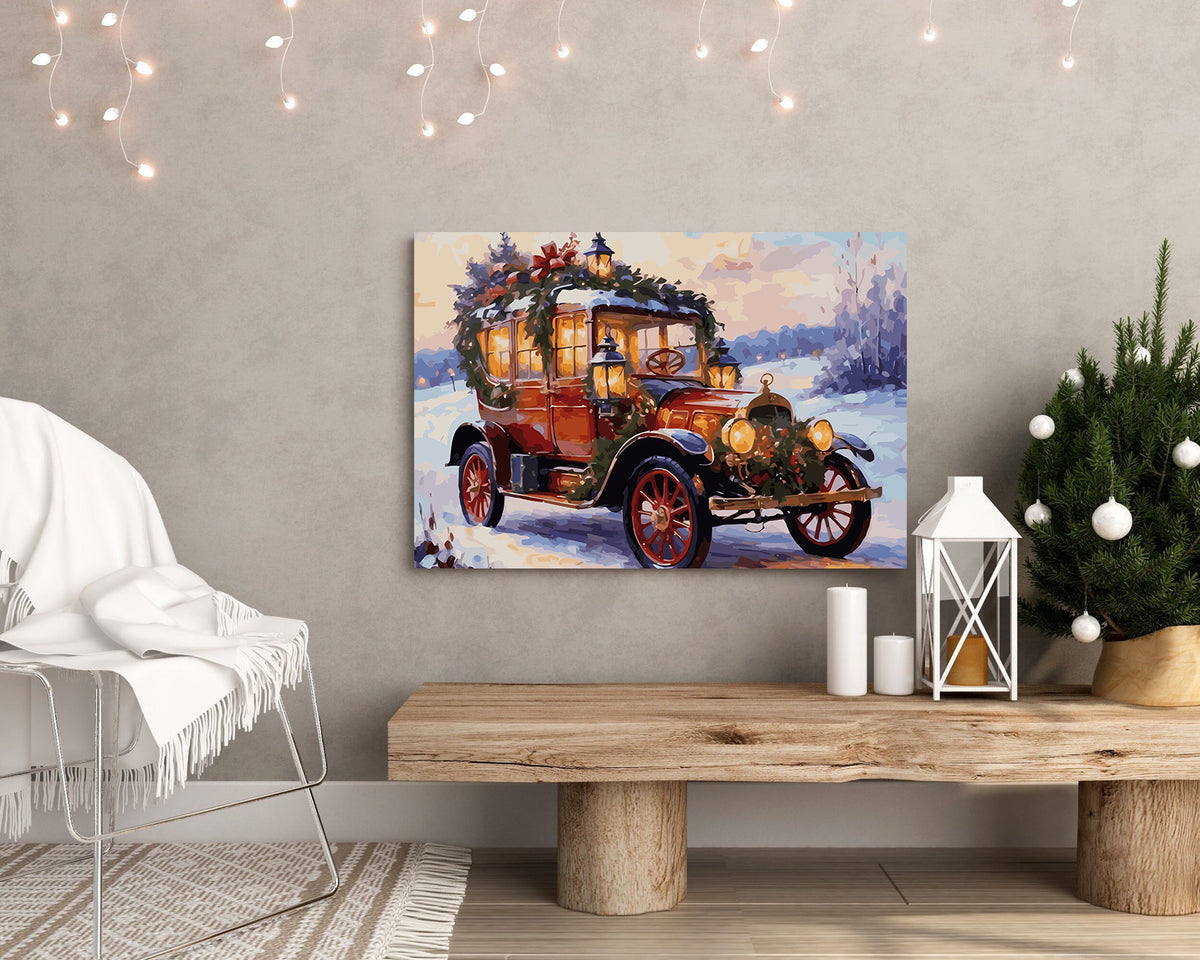Pictura pe Numere – Masina Retro Iarna 6236