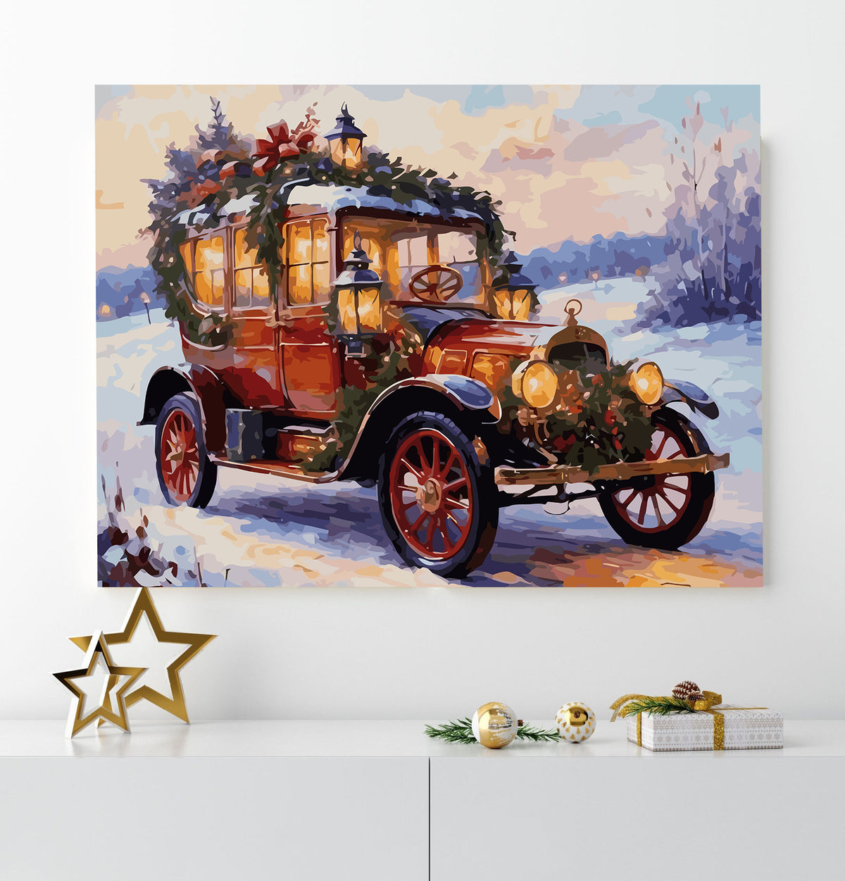 Pictura pe Numere – Masina Retro Iarna 6236
