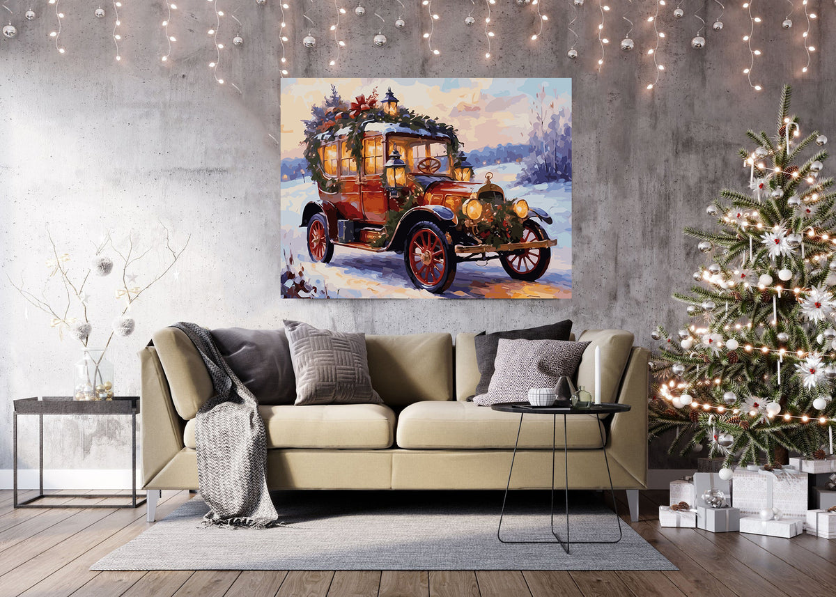 Pictura pe Numere – Masina Retro Iarna 6236