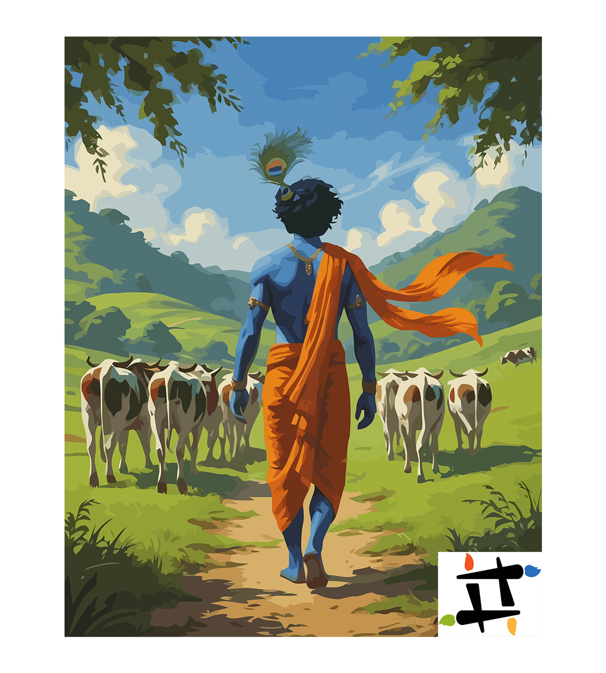 Pictura pe Numere – Krishna Cu Vacile 6299