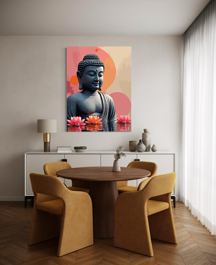 Pictura pe Numere – Buddha Cu Flori De Lotus 6303