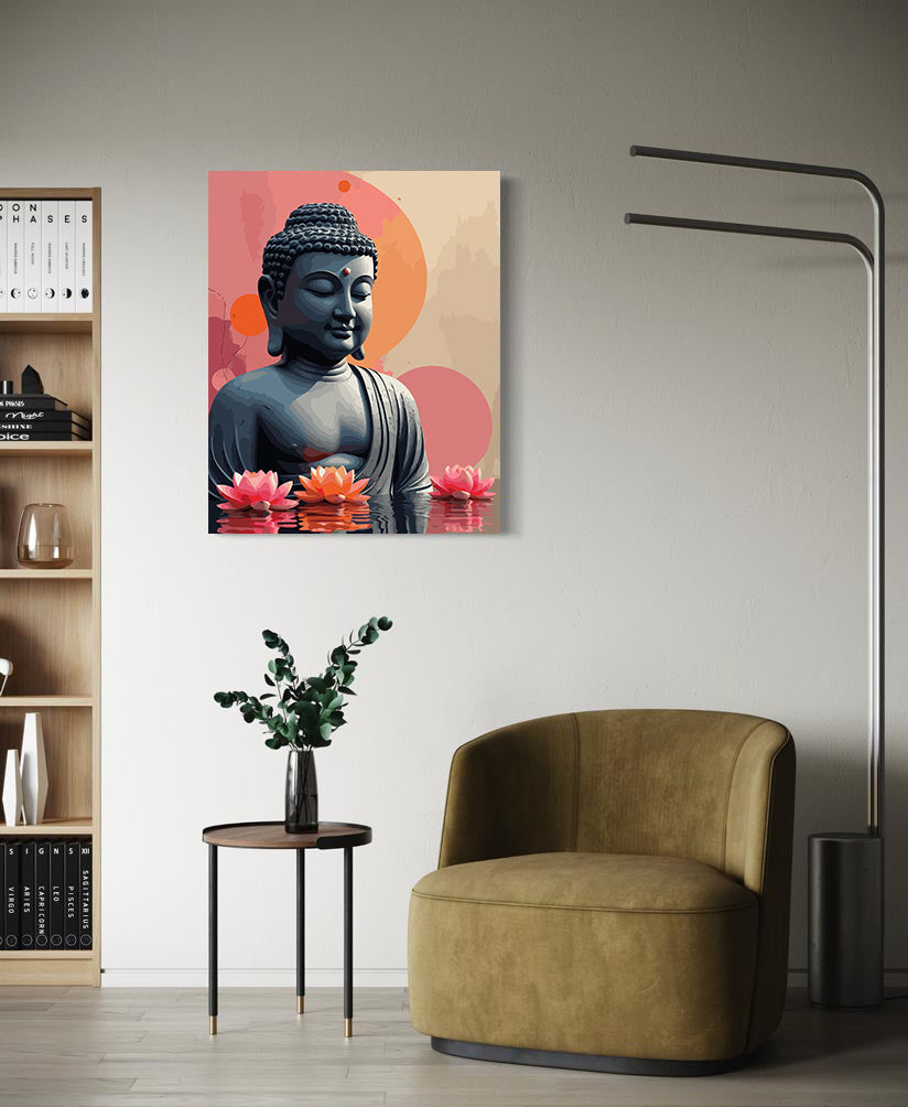 Pictura pe Numere – Buddha Cu Flori De Lotus 6303