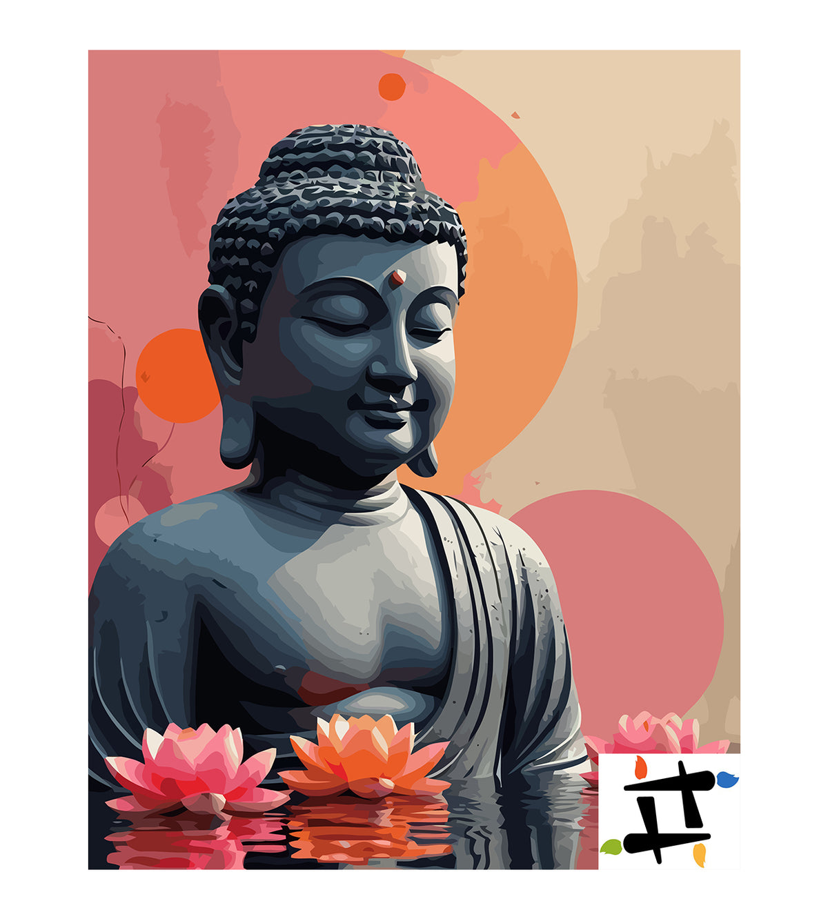 Pictura pe Numere – Buddha Cu Flori De Lotus 6303