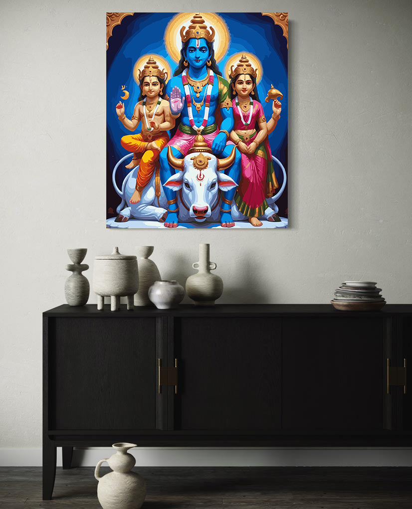 Pictura pe Numere – Familia Lui Shiva Pe Nandi 6322