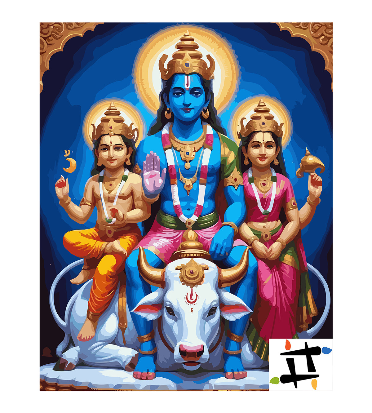 Pictura pe Numere – Familia Lui Shiva Pe Nandi 6322
