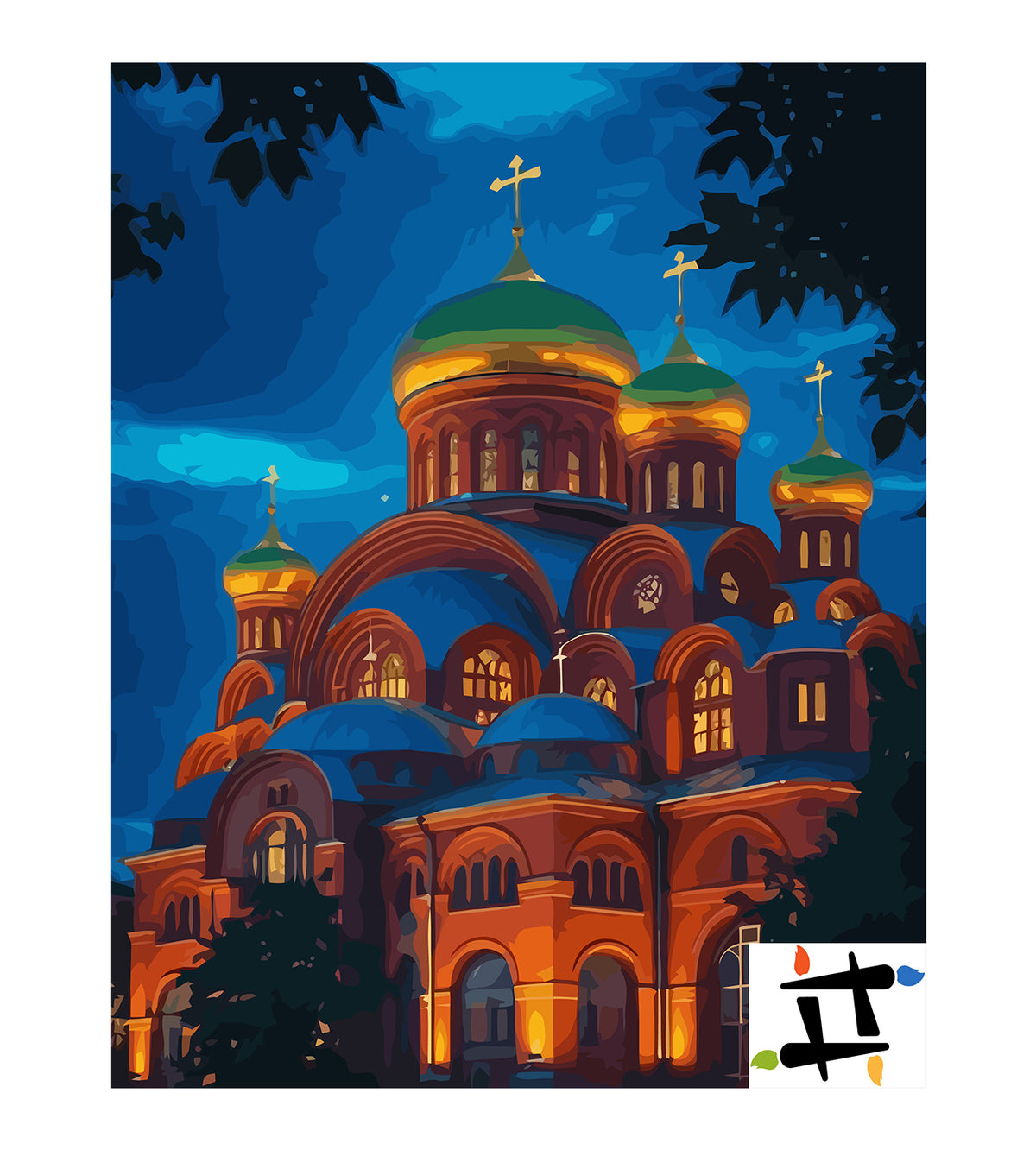 Рисуване по номера – Византийска катедрала със златни куполи 6328