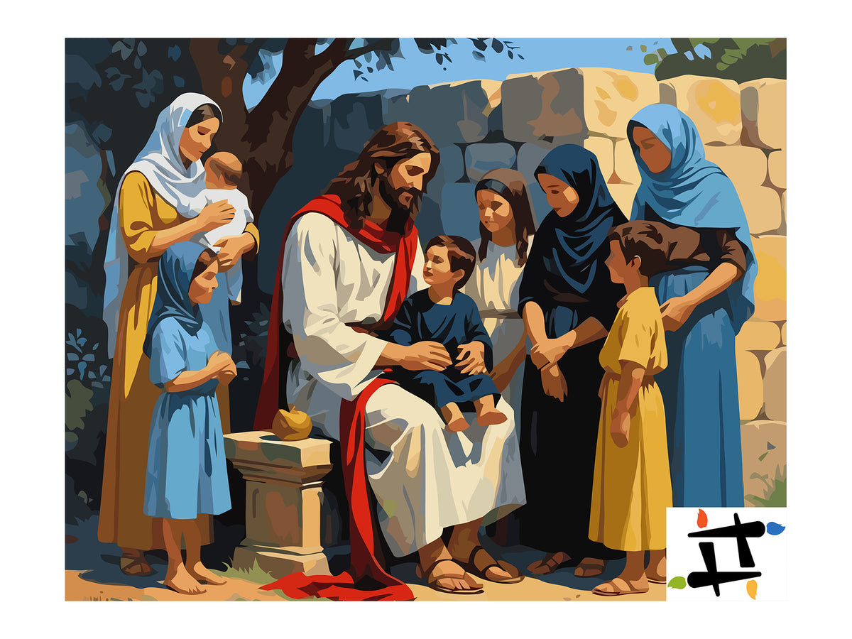 Pictura pe Numere – Iisus Binecuvantand Copiii 6345