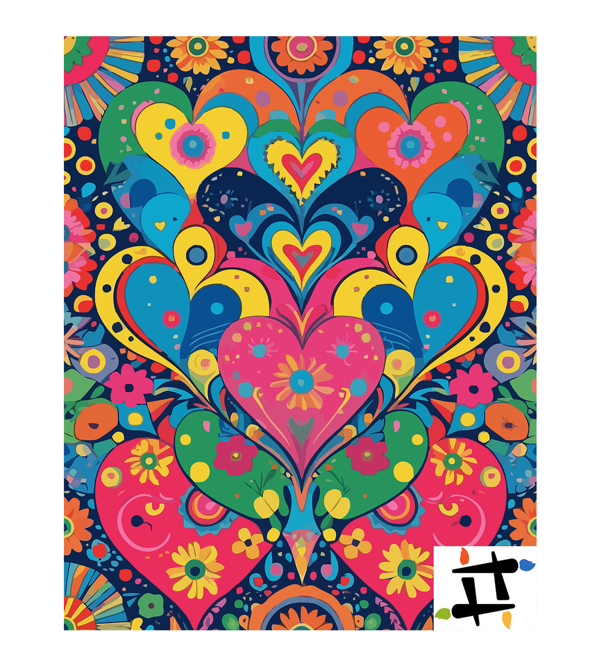 Pictura pe Numere – Inimi Multicolore 6463