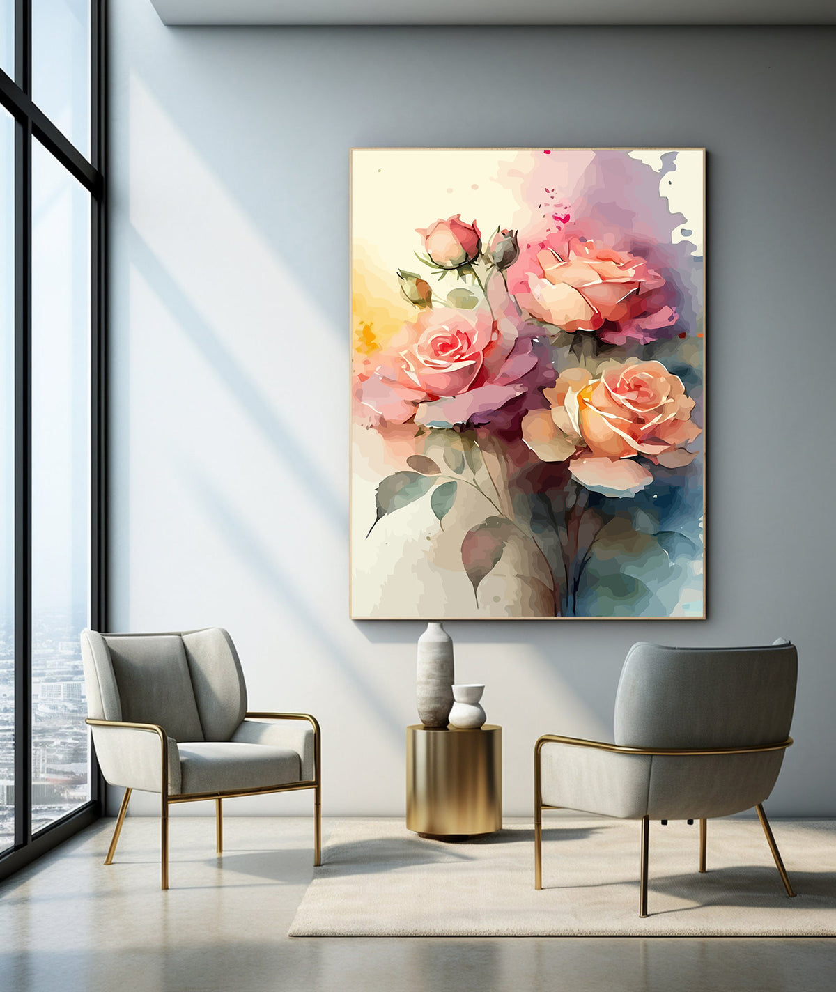 Pictura pe Numere Trandafiri Roz 6479