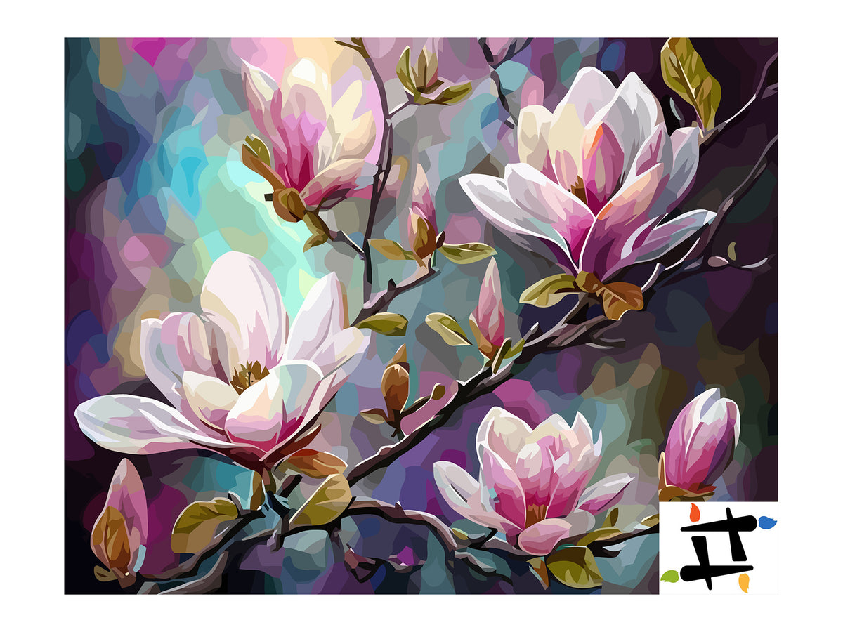 Pictura pe Numere Magnolie Roz 6490