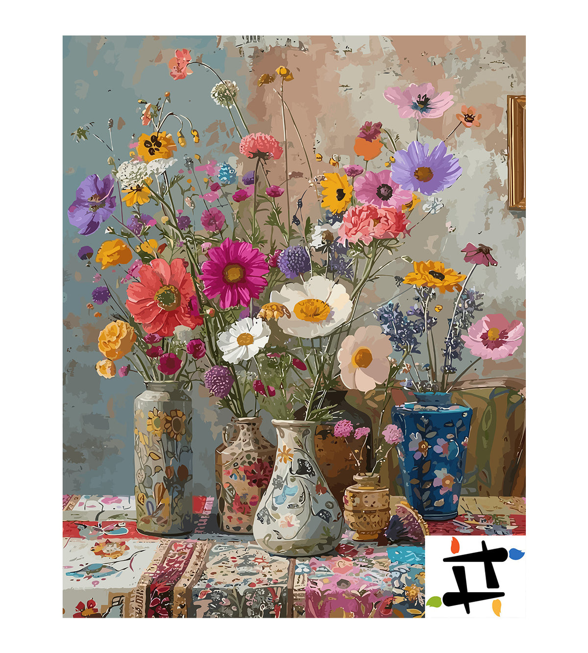 Pictura pe Numere Flori in Vaze 6512