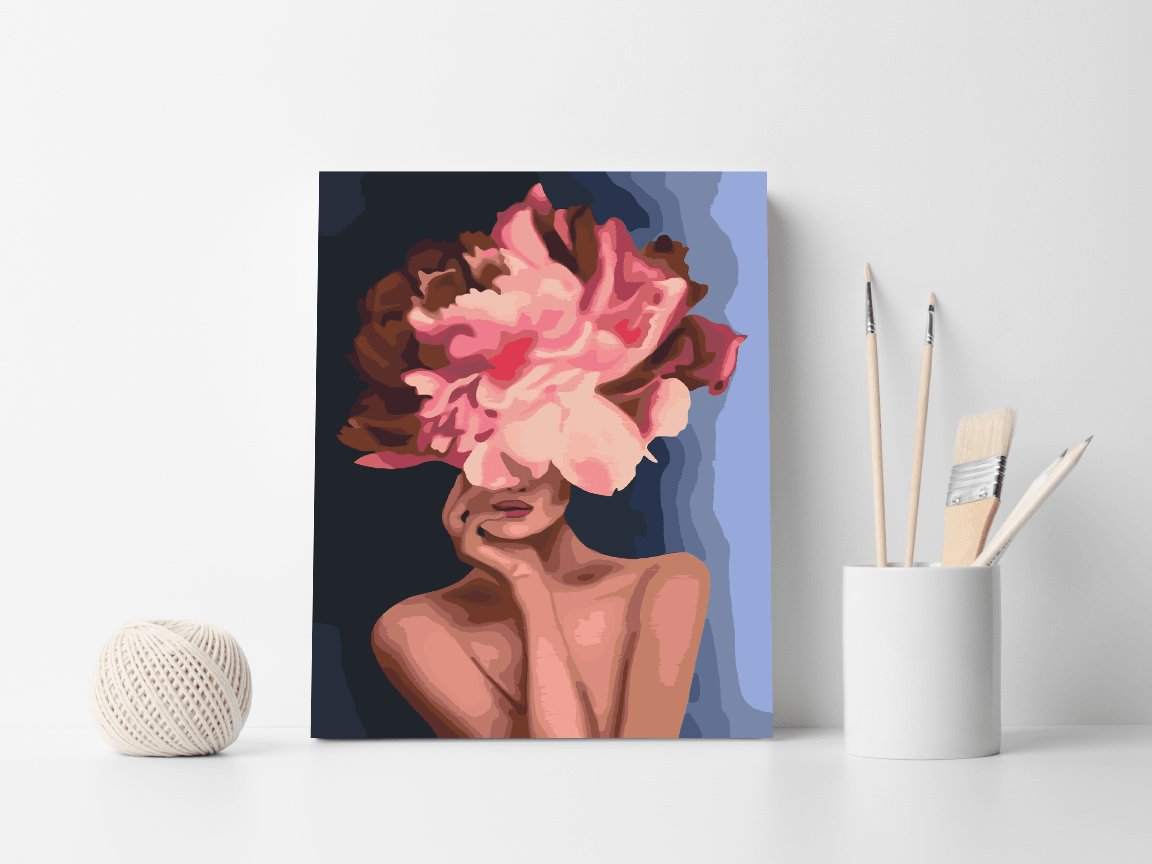 a painting of a woman with a flower in her hair