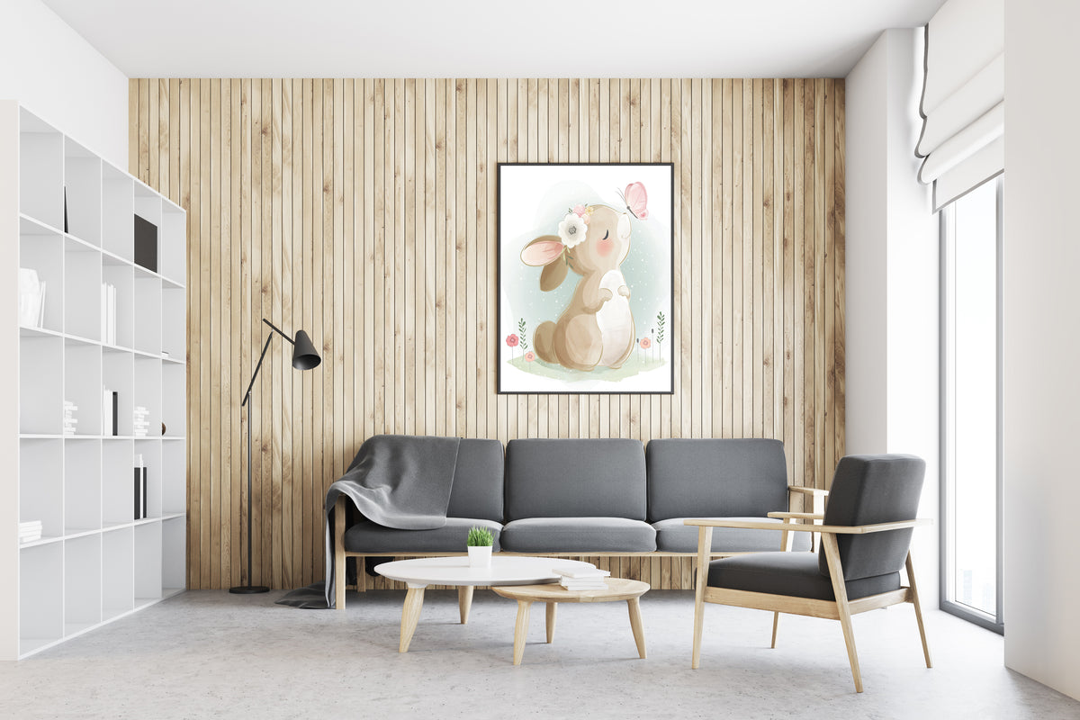 Canvas Painting - Bunny Playing with Butterfly