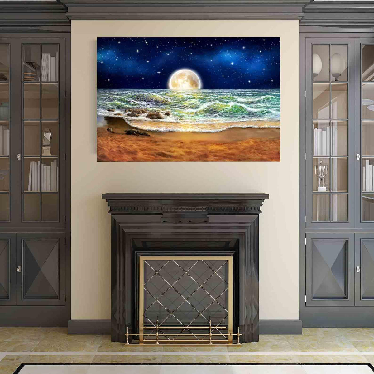 Canvas Painting - Moon over the sea
