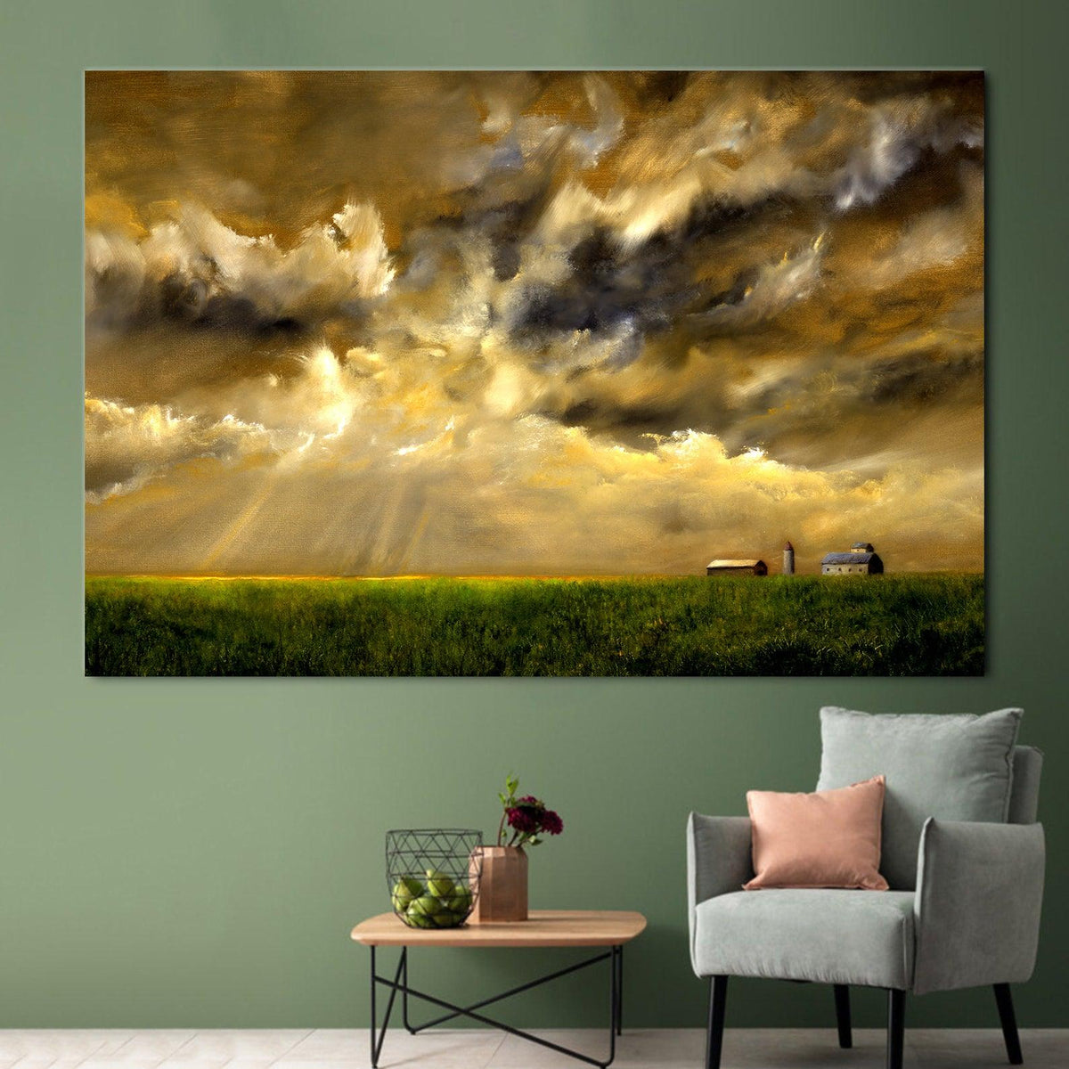 Canvas painting - Grainfield with storm