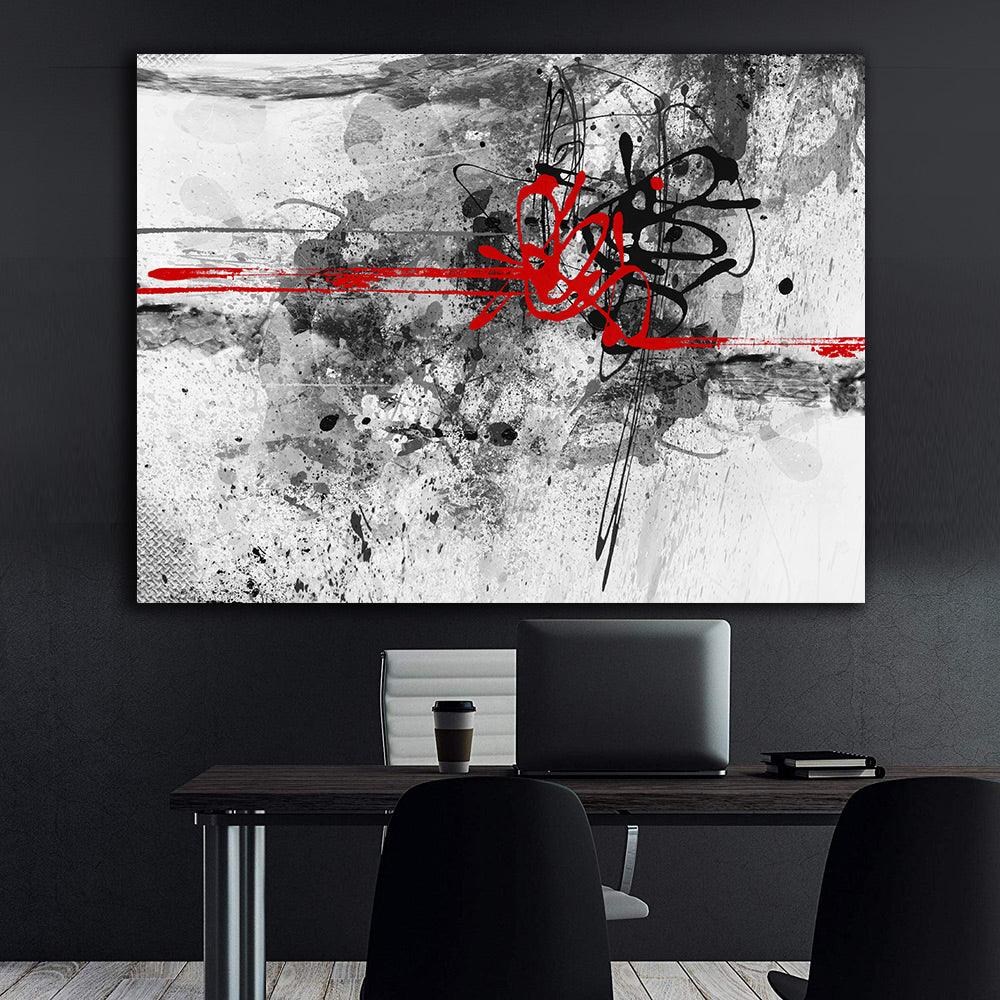 Tablou Canvas - Abstract rosu si negru