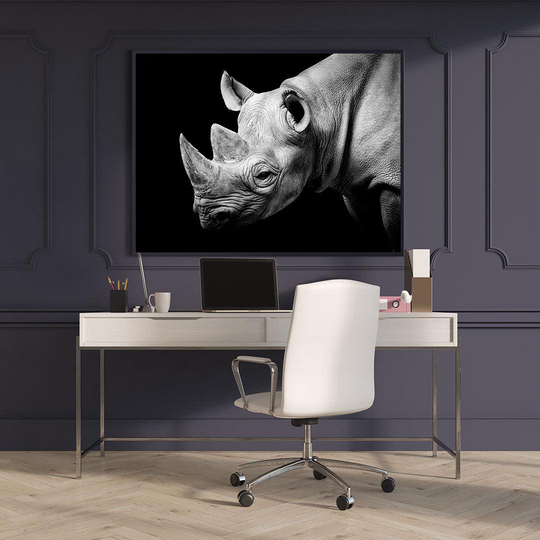 Canvas Painting - Black and White Rhinoceros