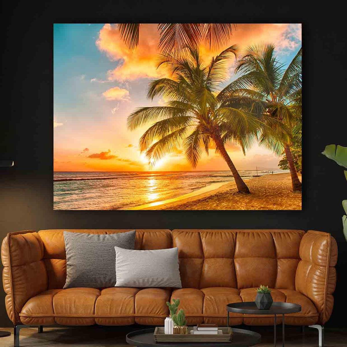 Tablou Canvas - Palmieri tropicali pe plaja