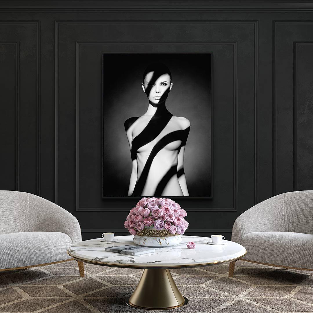 Canvas Painting - Nude Woman with Shadow on Her Body