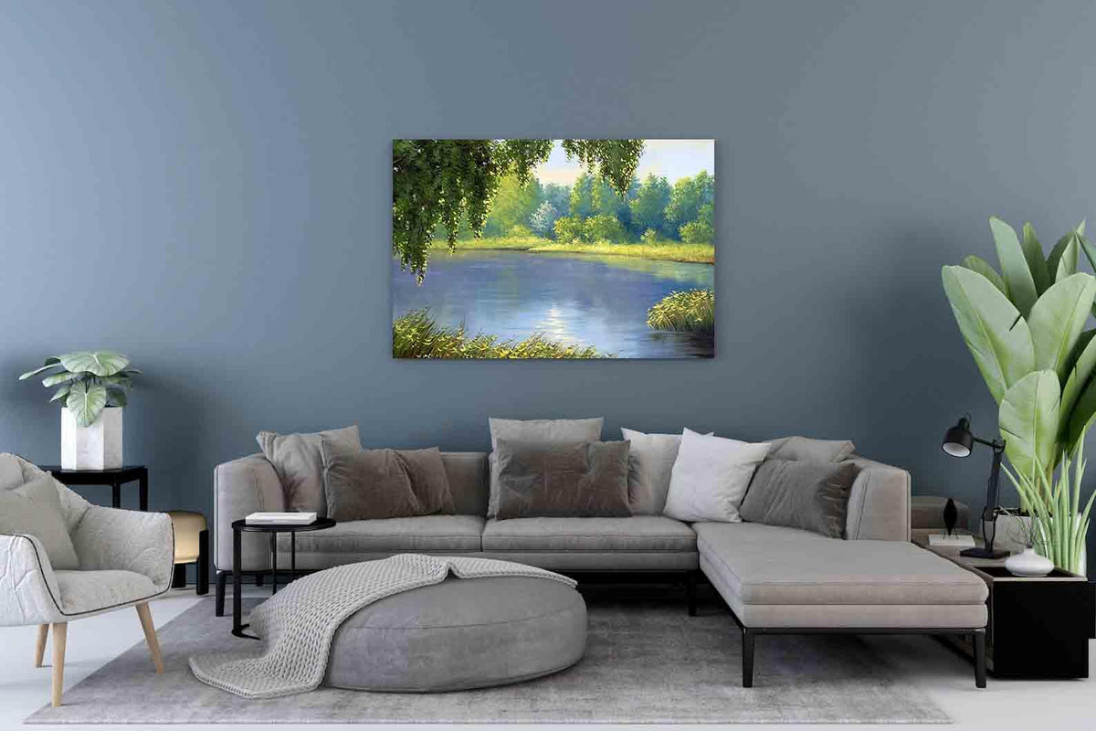 Canvas Painting - Summer Landscape with River