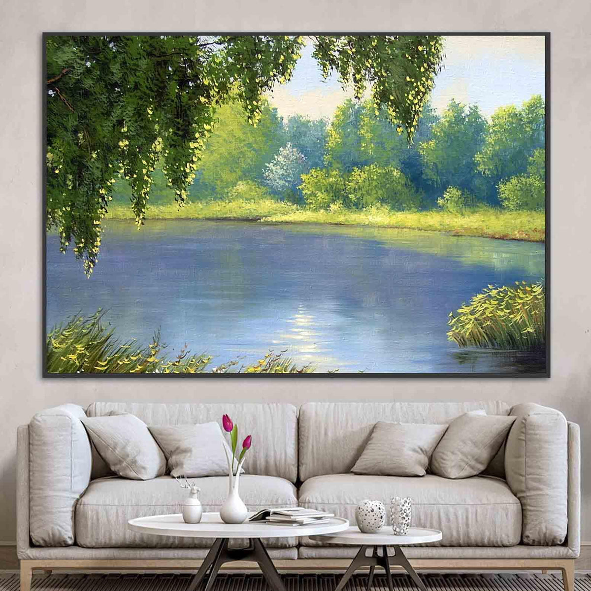 Canvas Painting - Summer Landscape with River