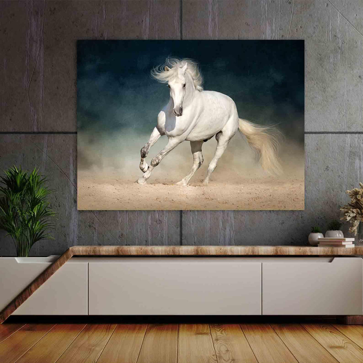 Canvas Painting - Running White Horse