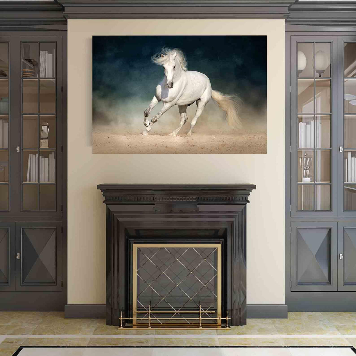 Canvas Painting - Running White Horse
