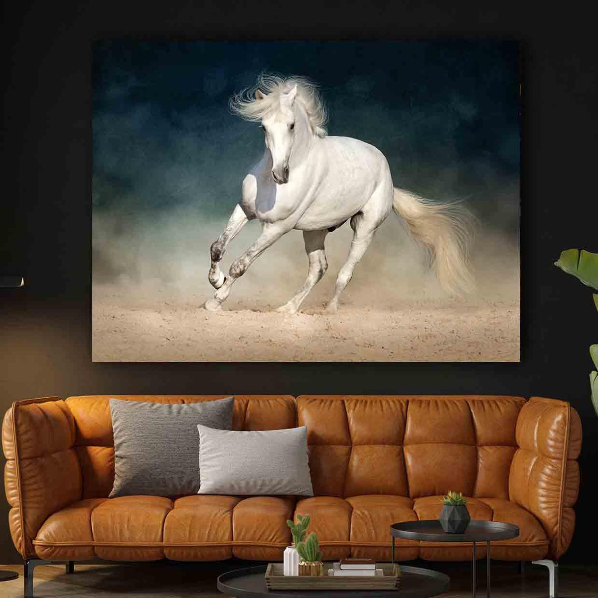 Canvas Painting - Running White Horse