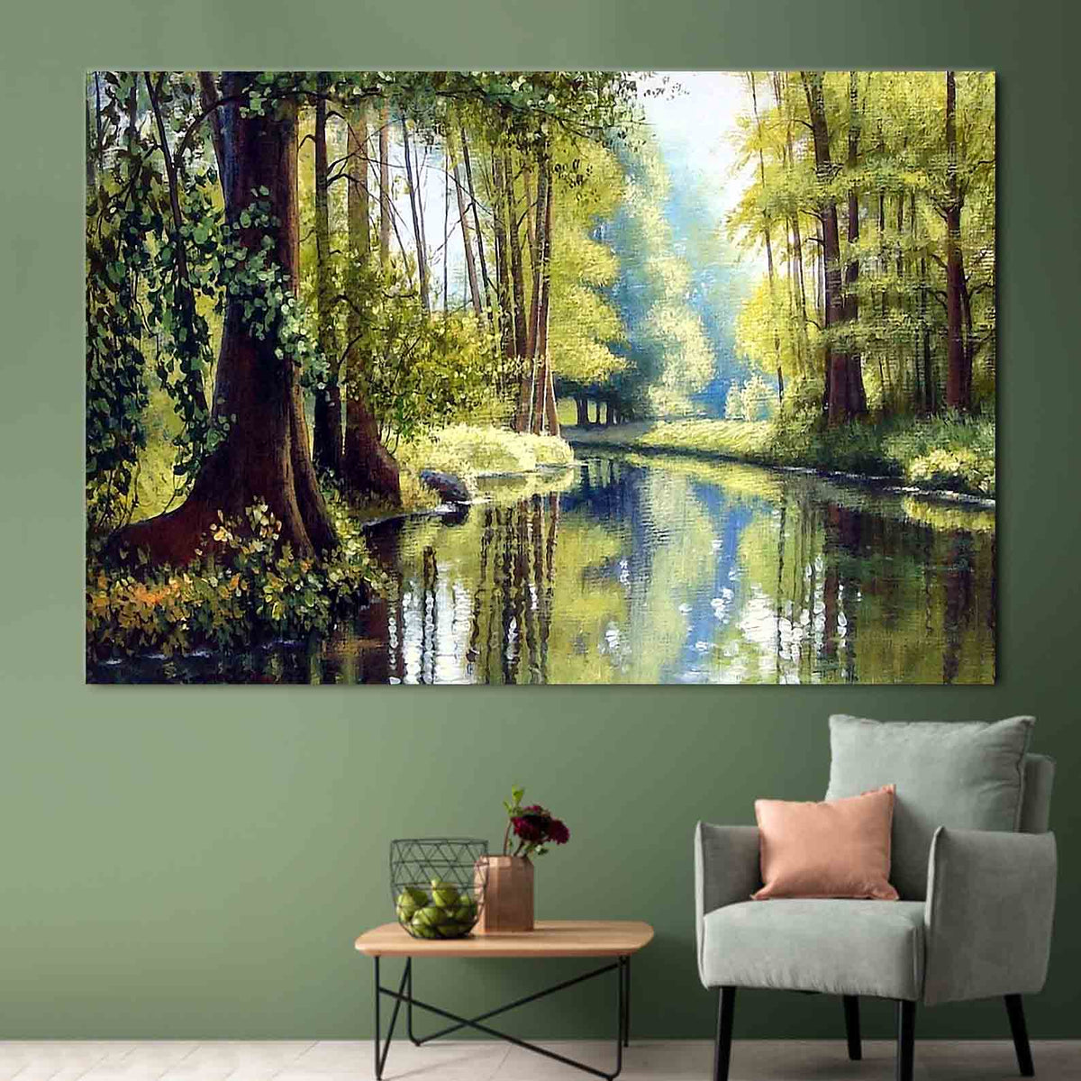 Canvas Painting - Summer Landscape with River