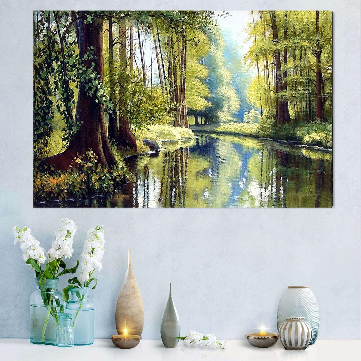Canvas Painting - Summer Landscape with River