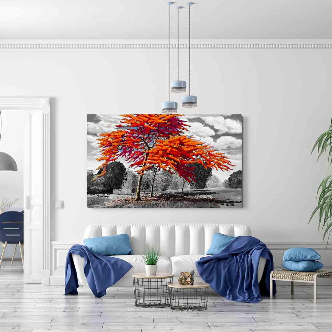 Canvas Painting - Red Trees