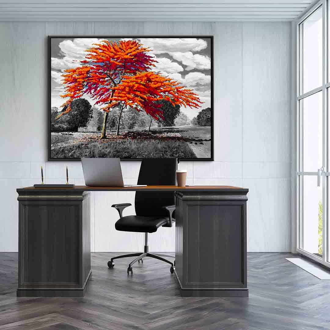 Canvas Painting - Red Trees