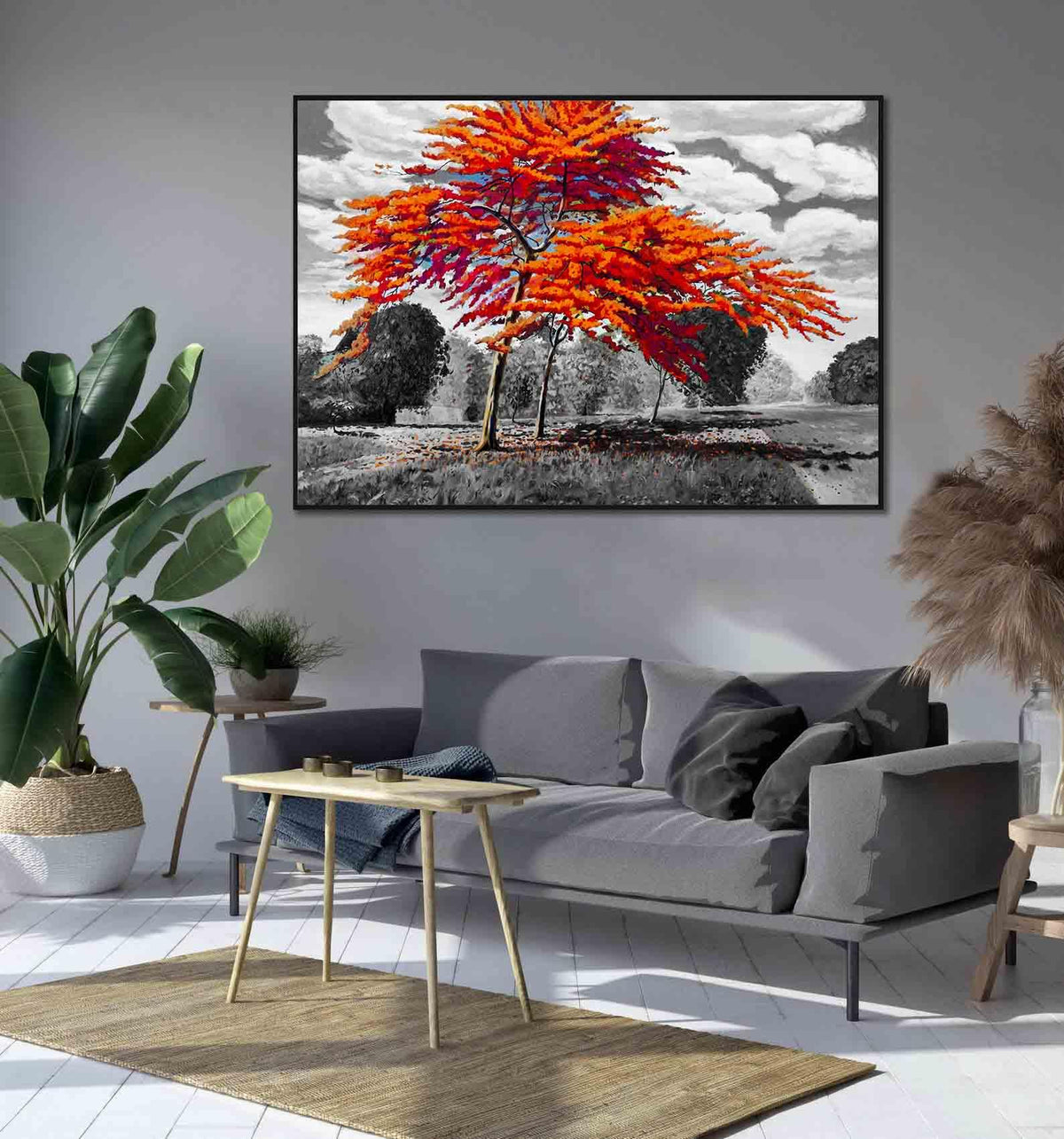 Canvas Painting - Red Trees