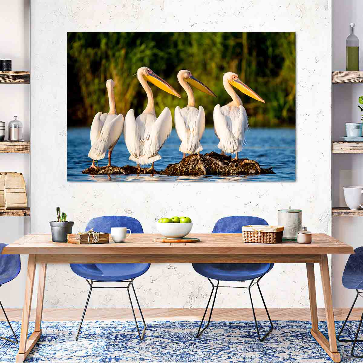 Tablou Canvas - Pelicani la Delta Dunarii