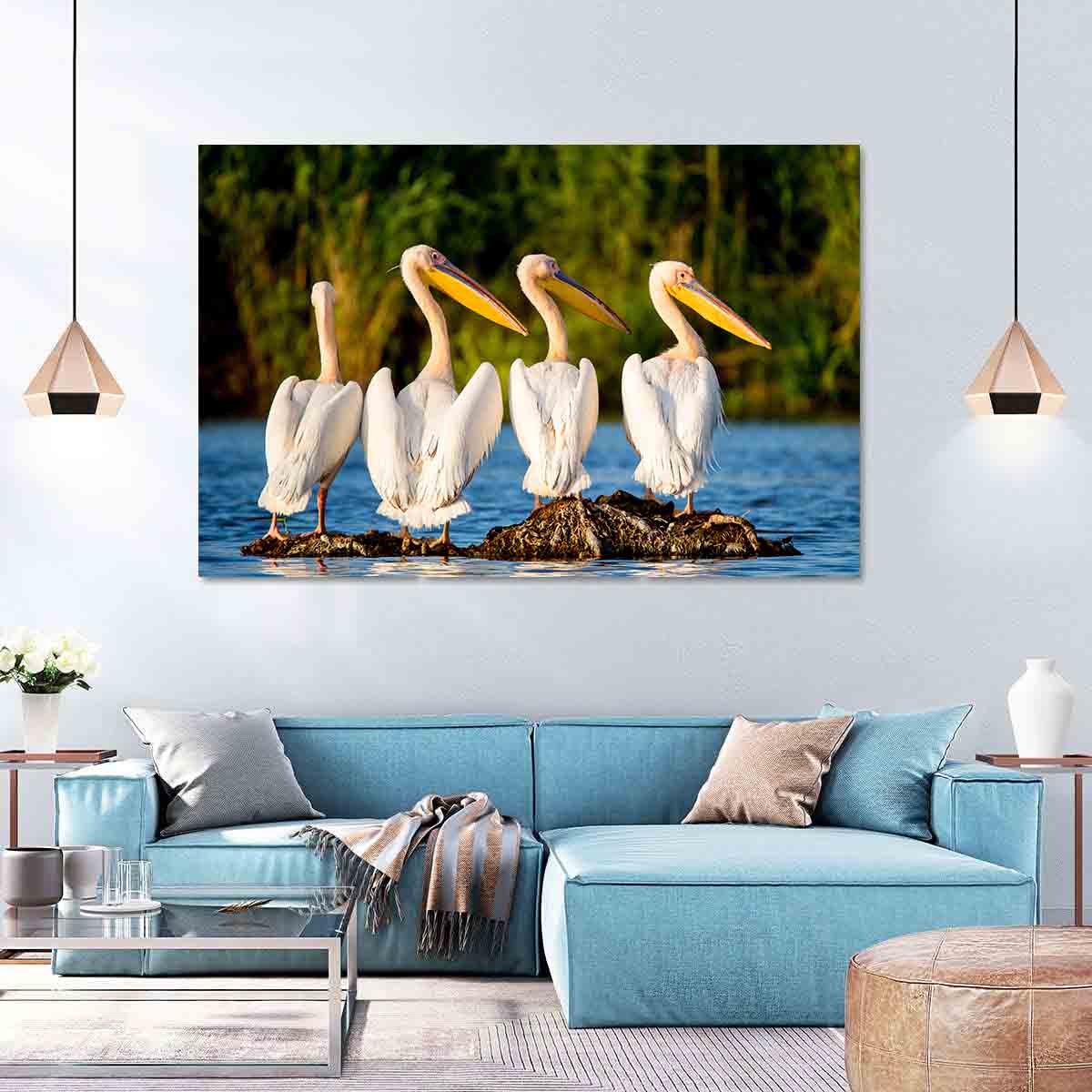 Tablou Canvas - Pelicani la Delta Dunarii