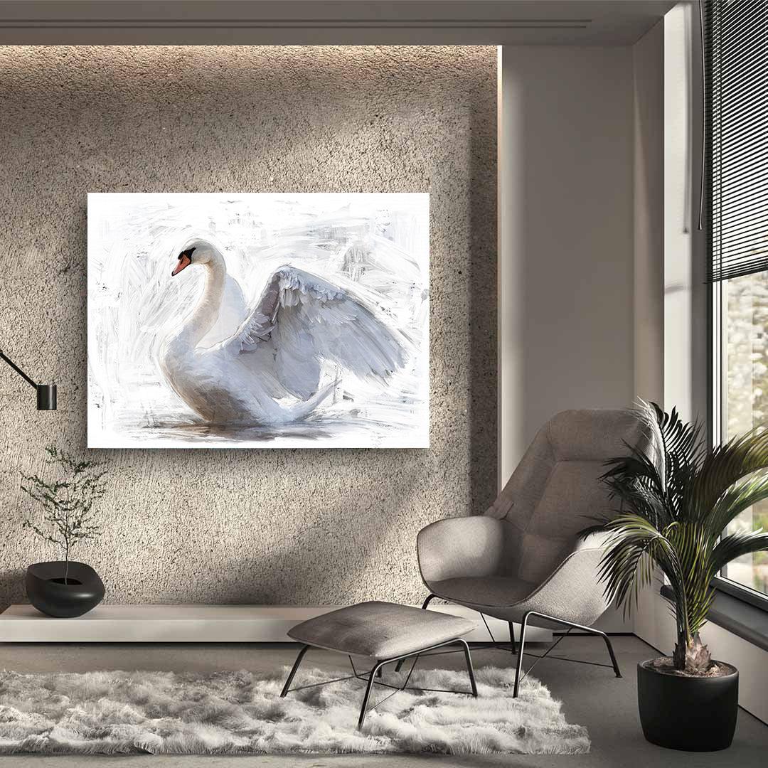 Canvas Painting - White Swan