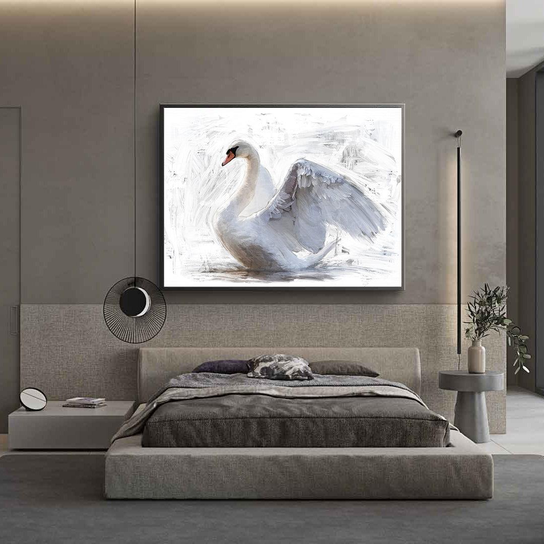 Canvas Painting - White Swan