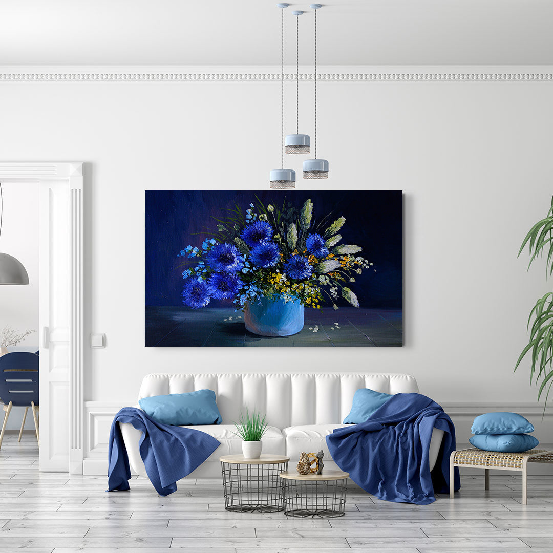 Canvas Painting - Blue Flowers
