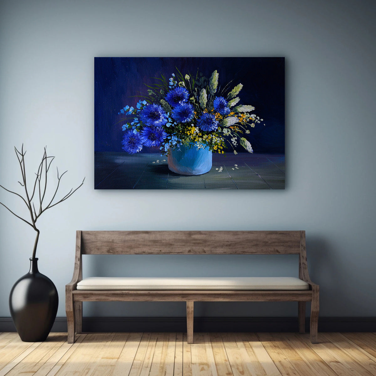 Canvas Painting - Blue Flowers