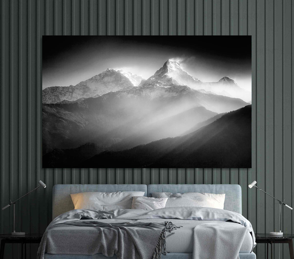 Canvas Painting - Black and White Mountains
