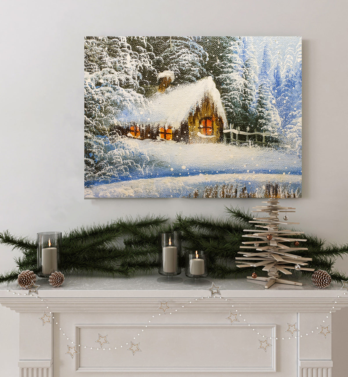 Canvas Painting - Little House in the Winter Forest