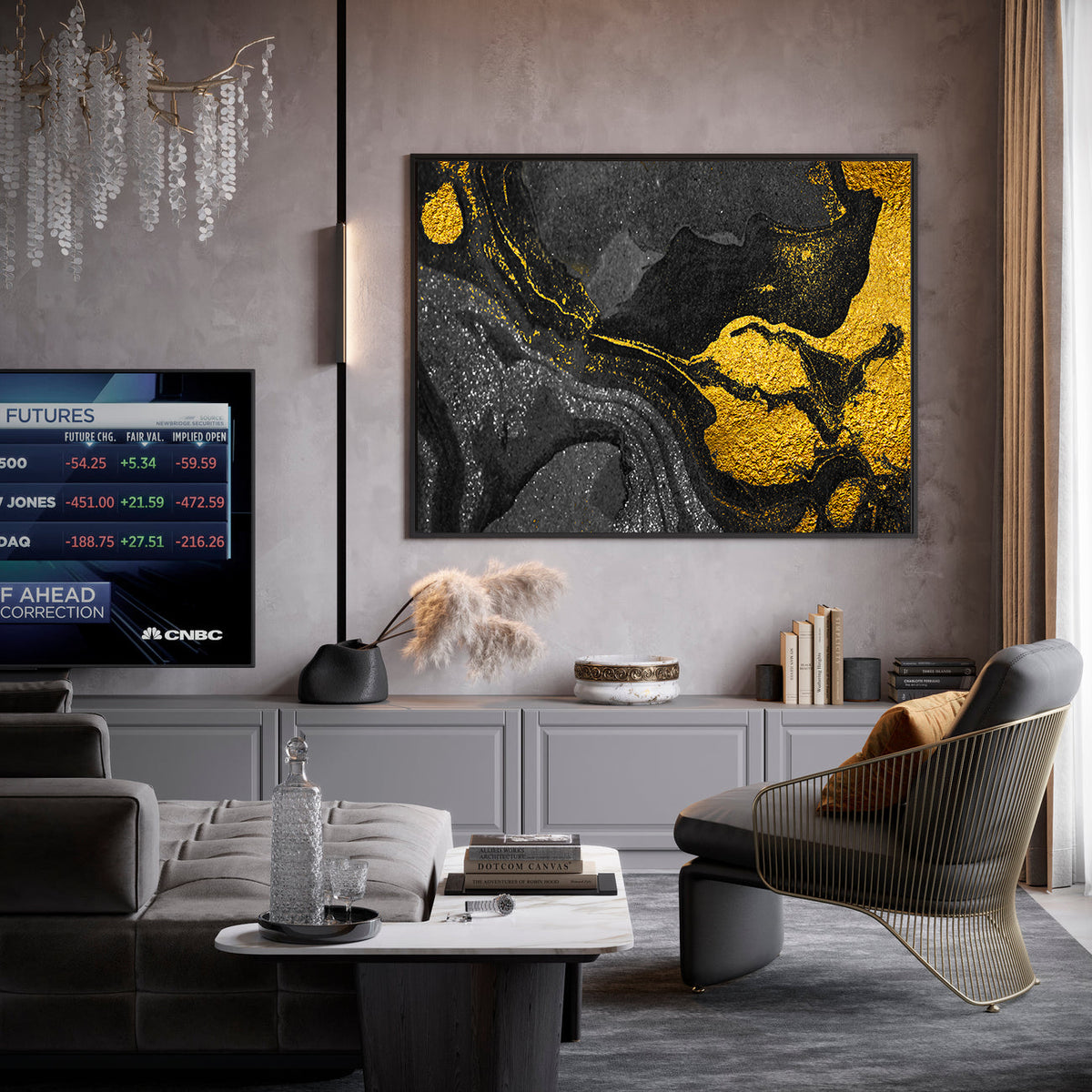 Canvas Painting - Abstract Gold and Black