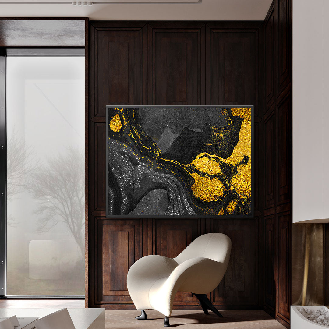 Canvas Painting - Abstract Gold and Black