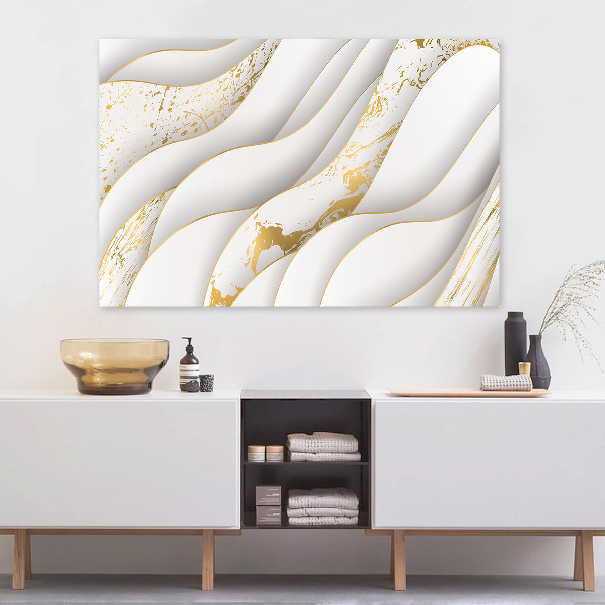 Canvas Painting - Abstract White and Gold