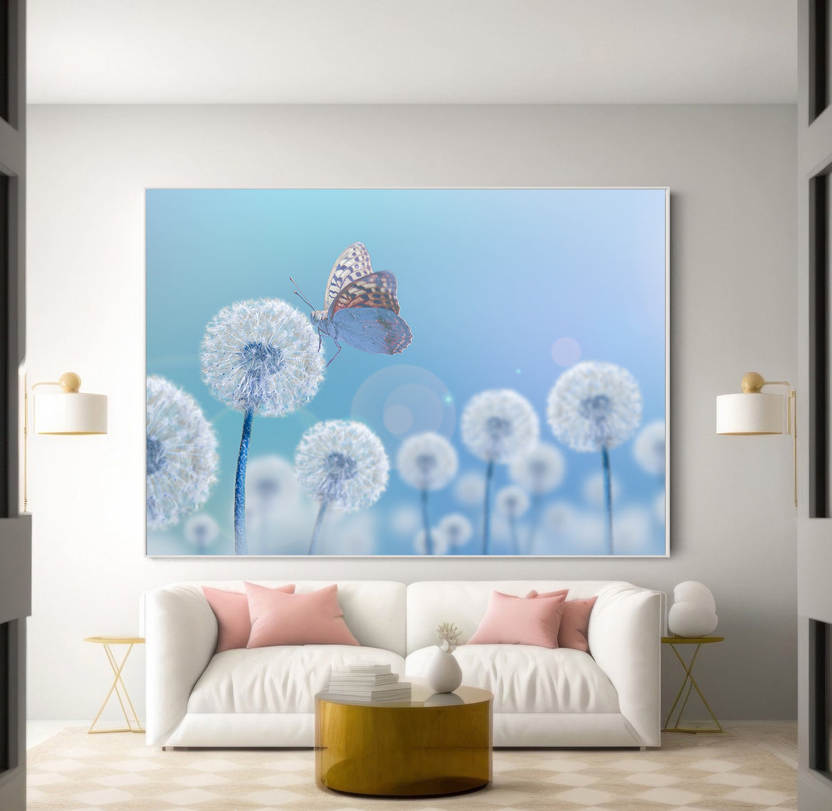Canvas Painting - Butterfly on Dandelions