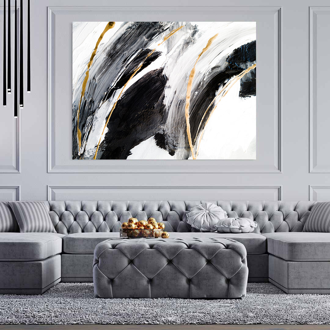 Canvas Painting - Black and White Abstract